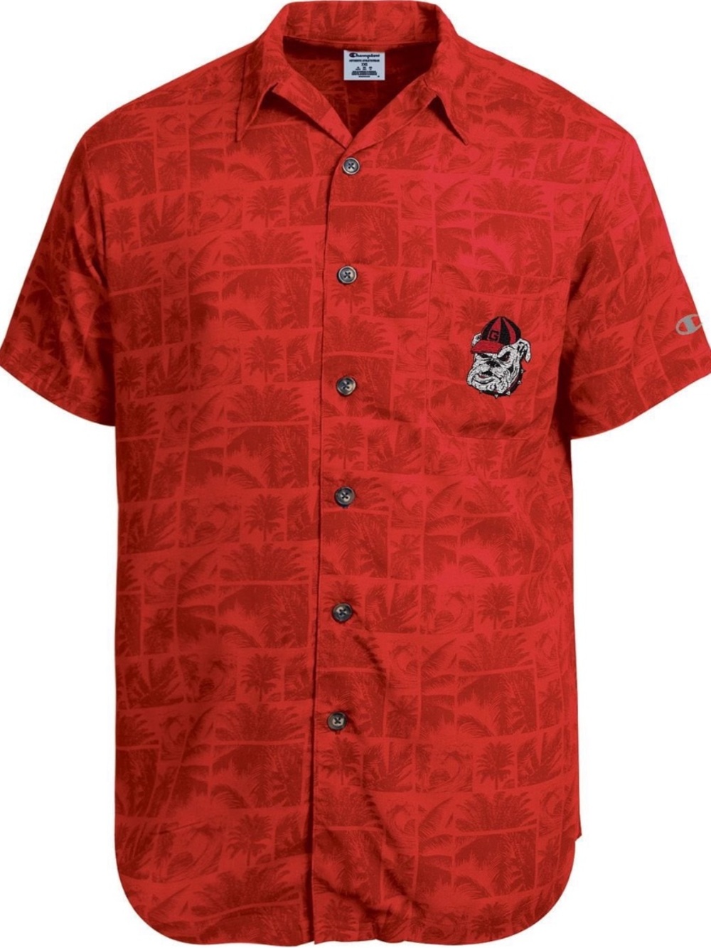 NWT Champion Georgia Bulldogs NCAA Woven Camp Shirt Red Men’s Small